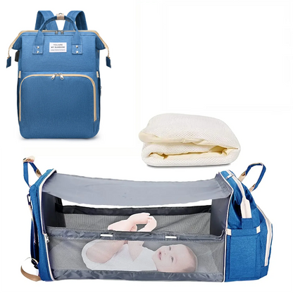 Sac à Langer 3 en 1 avec Lit Bébé Pliable – Sac à Dos Multifonction Grande Capacité