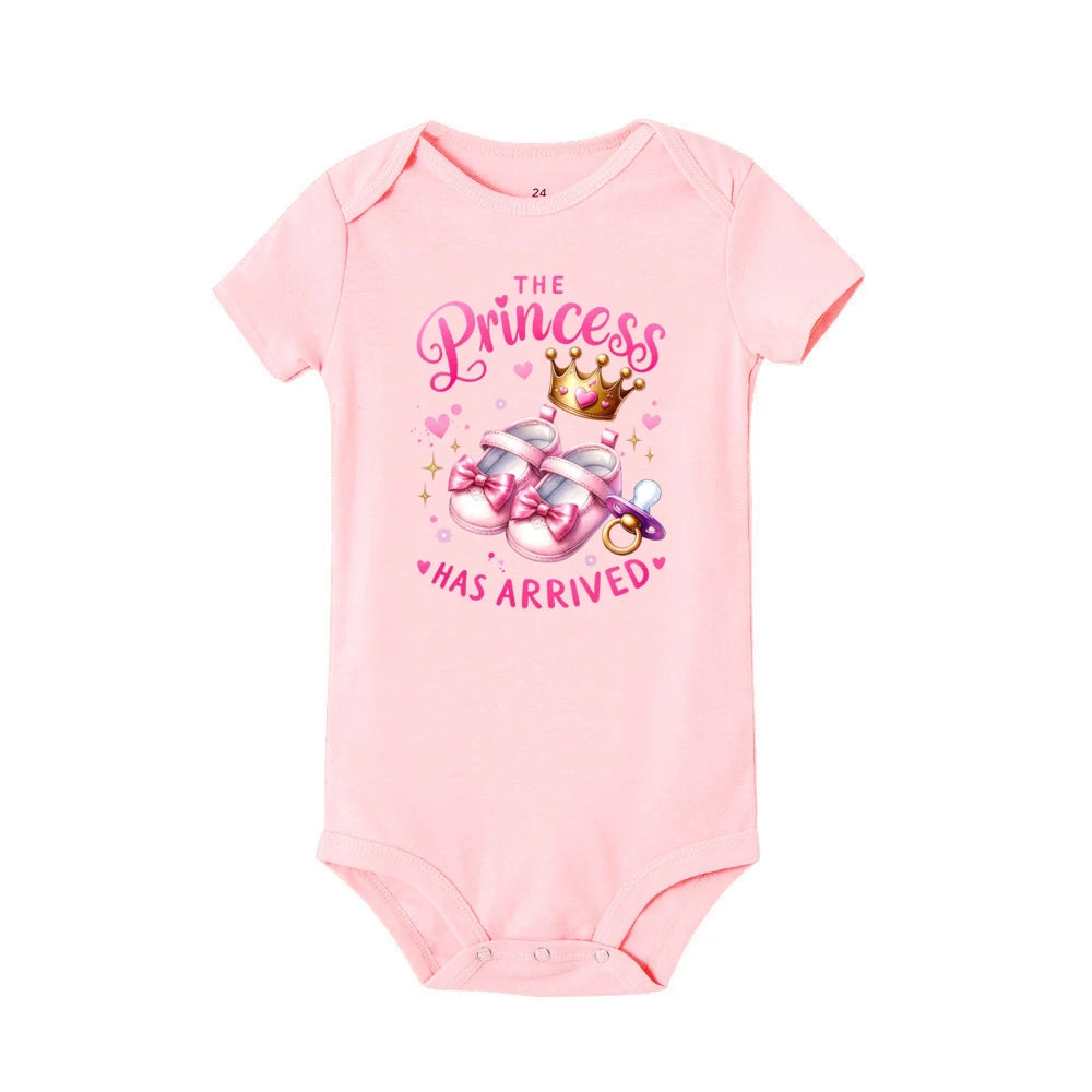 Barboteuse bébé fille “La princesse est arrivée” – Manches courtes – 0 à 24 mois