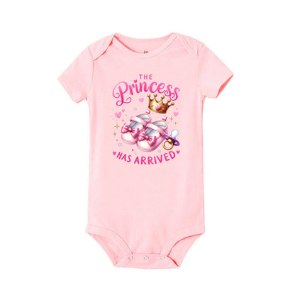 Barboteuse bébé fille “La princesse est arrivée” – Manches courtes – 0 à 24 mois