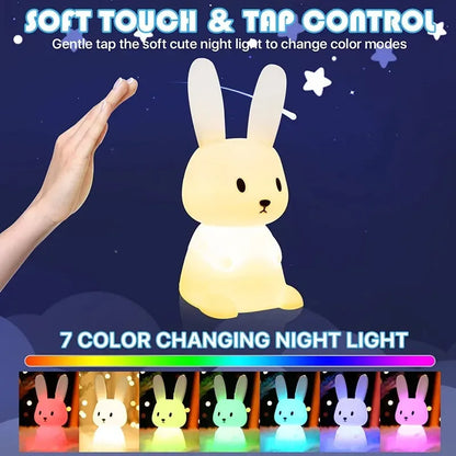 Veilleuse Lapin Premium – Lumière Douce Tactile (Chambre Enfant)