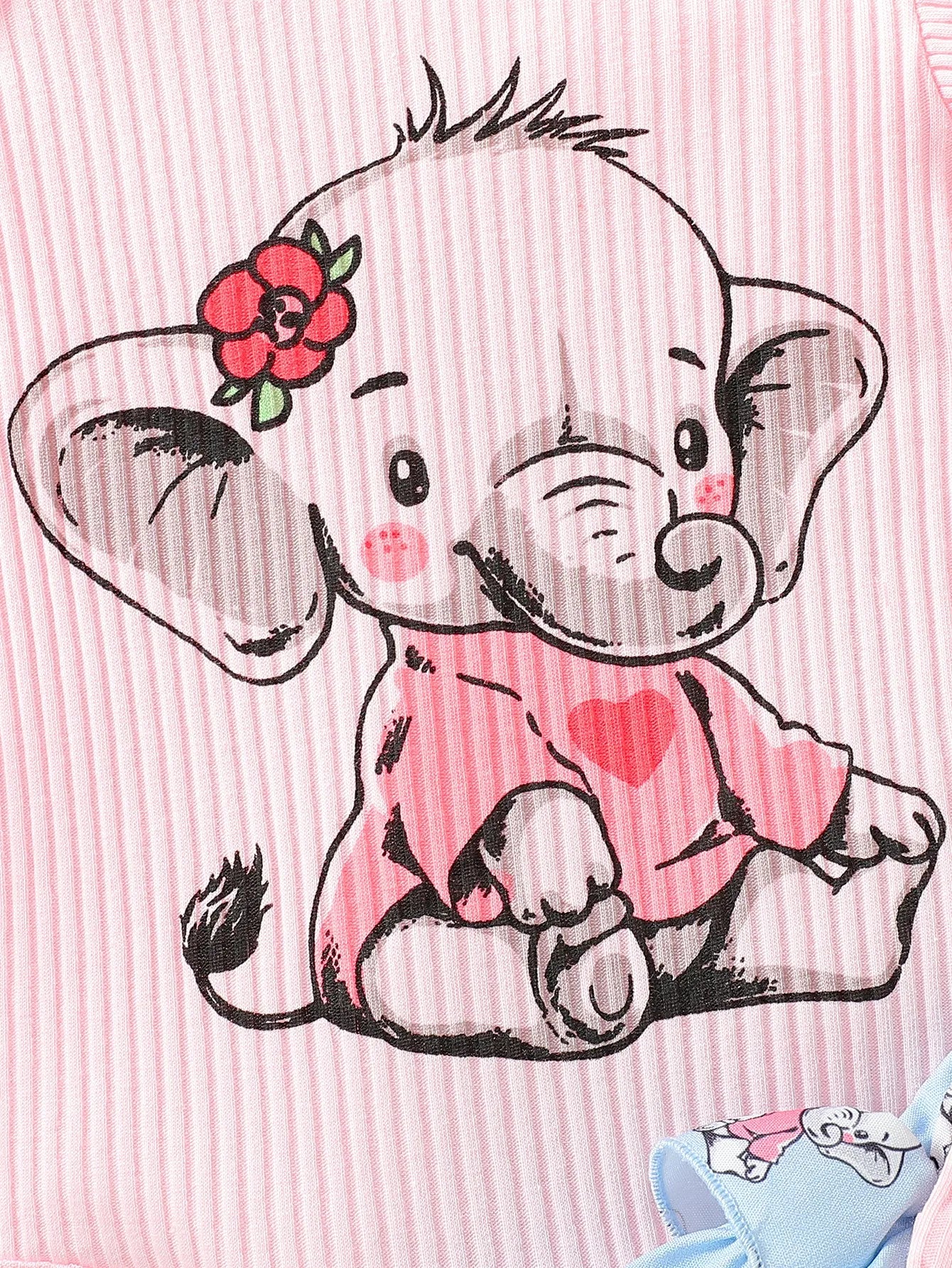Ensemble Bébé Fille “Éléphant Douceur” – T-shirt Rose + Salopette + Bandeau (3 pcs) | 0–12 mois