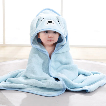 Serviettes de bain pour bébé, animaux de dessin animé, douces, à capuche, pour nouveau-né, couverture, peignoir pour tout-petits, lange d'emmaillotage chaud pour garçons et filles