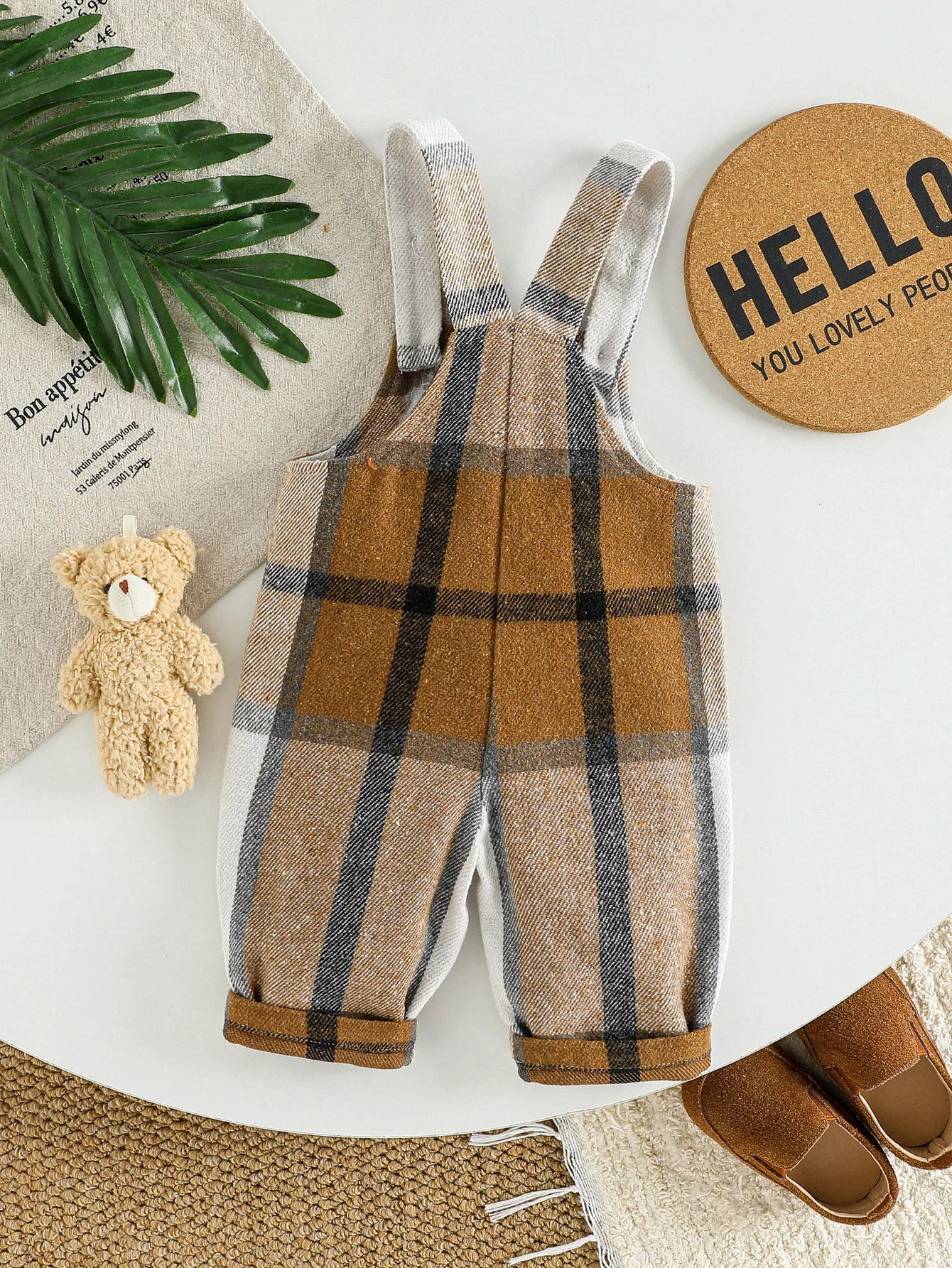 Nouveau bébé unisexe garçon/filles 3-24M pull sans manches bretelles avec bouton combinaison chapeau printemps et automne décontracté mode barboteuse