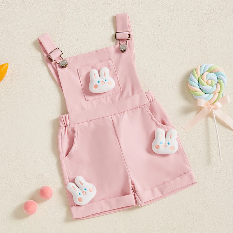 Salopette bébé fille lapin 3D – Barboteuse douce sans manches (6–36 mois)