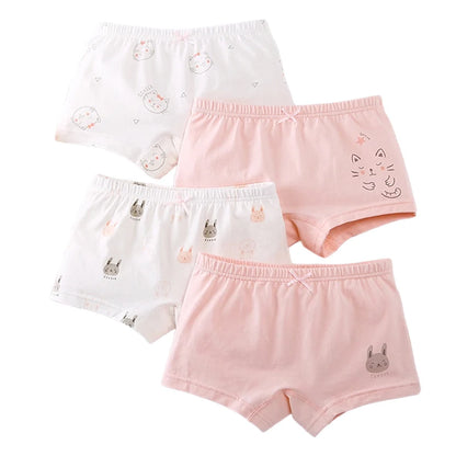 Culotte Anti-Adorable en Coton pour Fille de 3 à 8 Ans, Sous-vêtement Doux et Respirant, Motif Dessin Animé, Collection Été, 2024, 4 Pièces