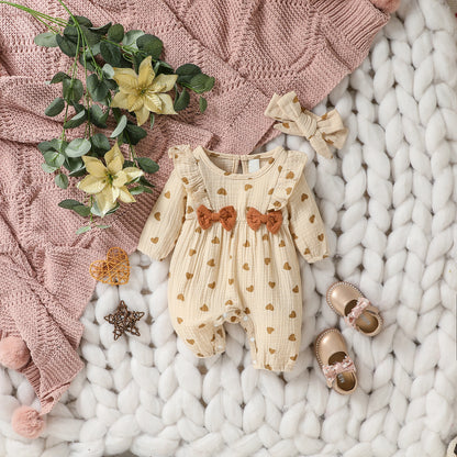 Combinaison Bébé Fille en Coton avec Nœud – Douce & Élégante