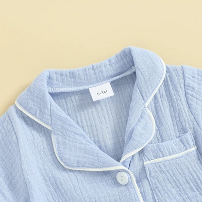 Combinaison bébé en coton boutonnée – Manches courtes – Fille & garçon