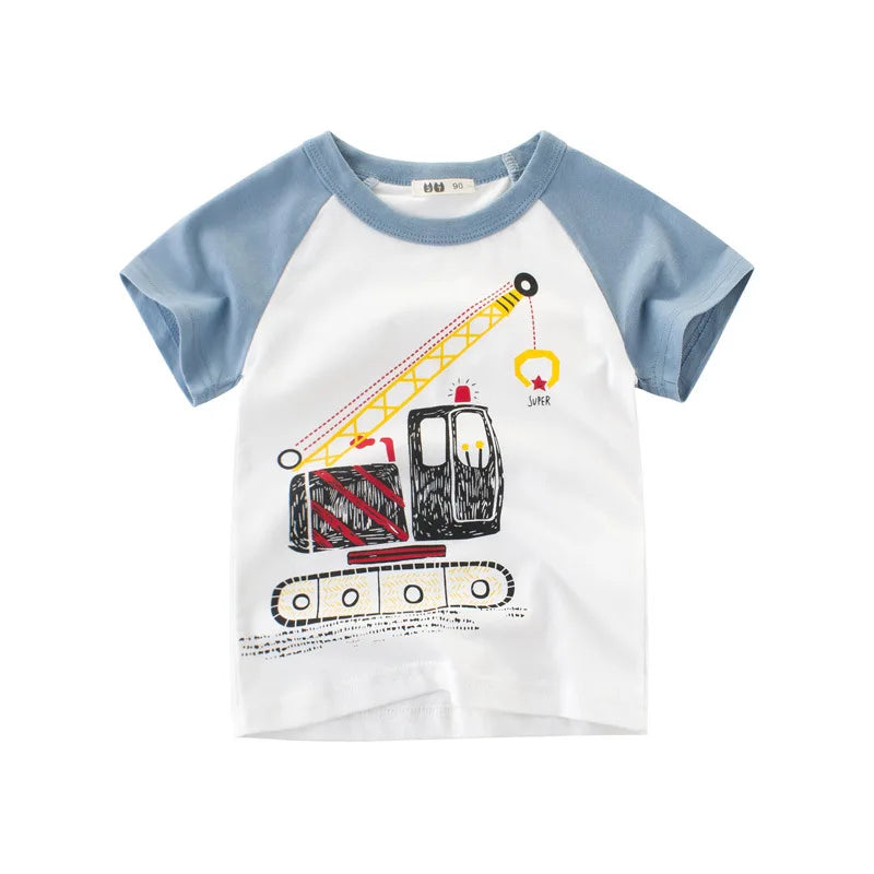 OLEKID 2025 Summer Children Boys Clothing Printed Cartoon Boys T-Shirts 2-8 Years Kids Baby Boy Tops Short Sleeve Toddler Tees