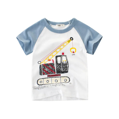 OLEKID 2025 Summer Children Boys Clothing Printed Cartoon Boys T-Shirts 2-8 Years Kids Baby Boy Tops Short Sleeve Toddler Tees