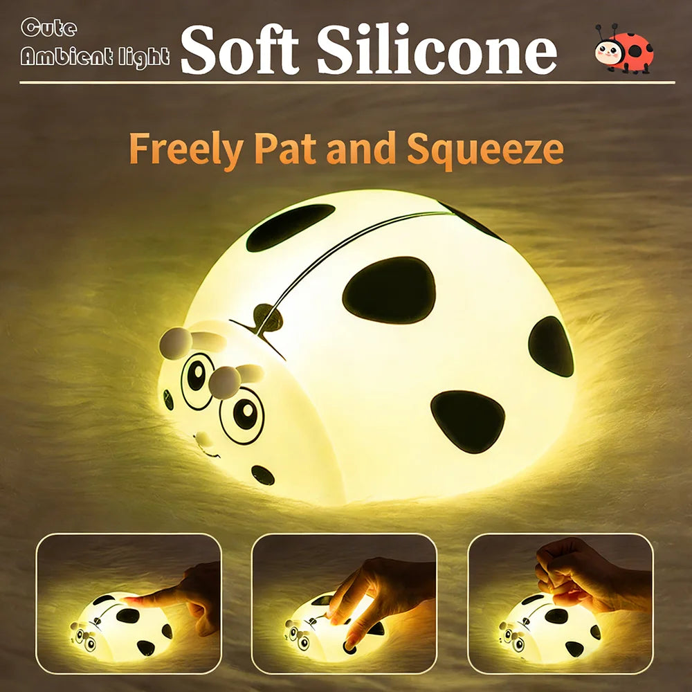 Veilleuse Coccinelle Lumineuse™ – Lampe LED Silicone Rechargeable pour Chambre Bébé