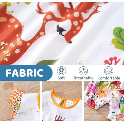 Barboteuse Bébé Été – Petit Cerf Magique (0–12 mois)