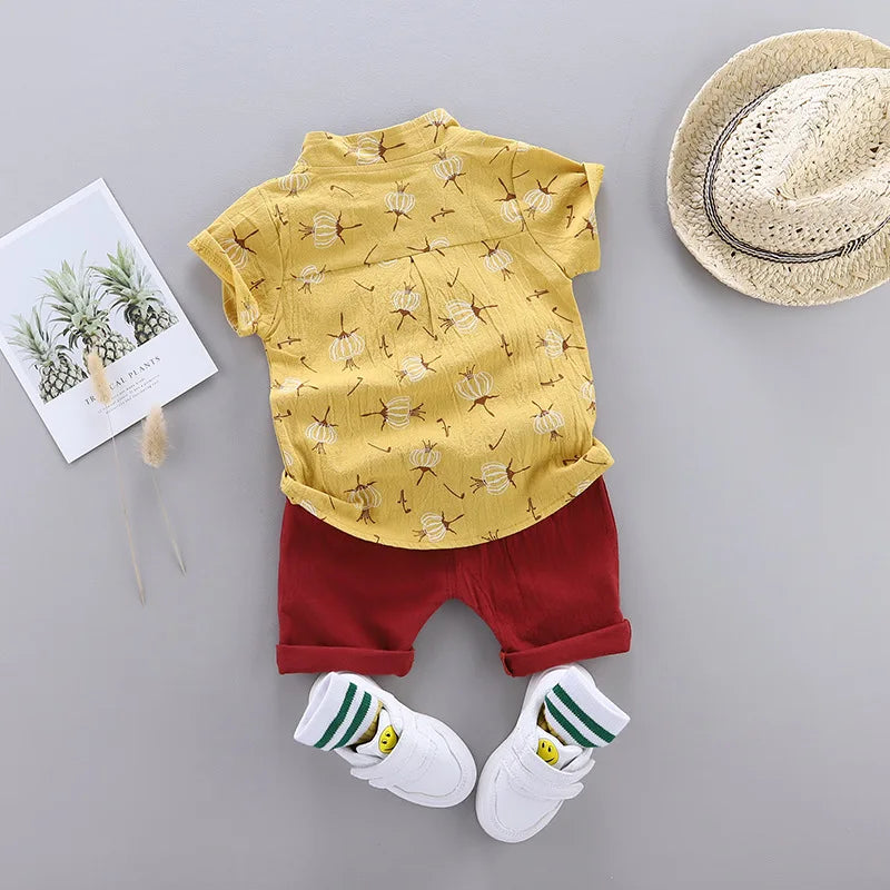 Ensemble Bébé Garçon Été en Coton – Chemise et Short Confort