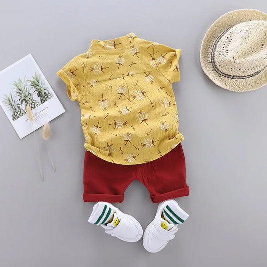 Ensemble Bébé Garçon Été en Coton – Chemise et Short Confort