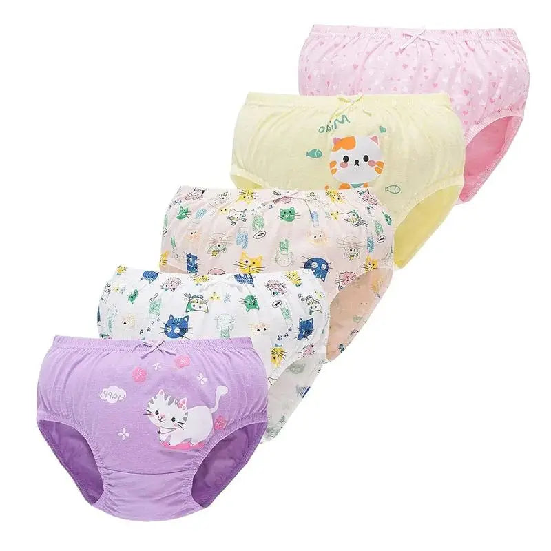 5 pièces/boîte sous-vêtements pour enfants fille coton doux filles slips pantalon dessin animé beau chat enfants caleçons respirant culotte pour les filles