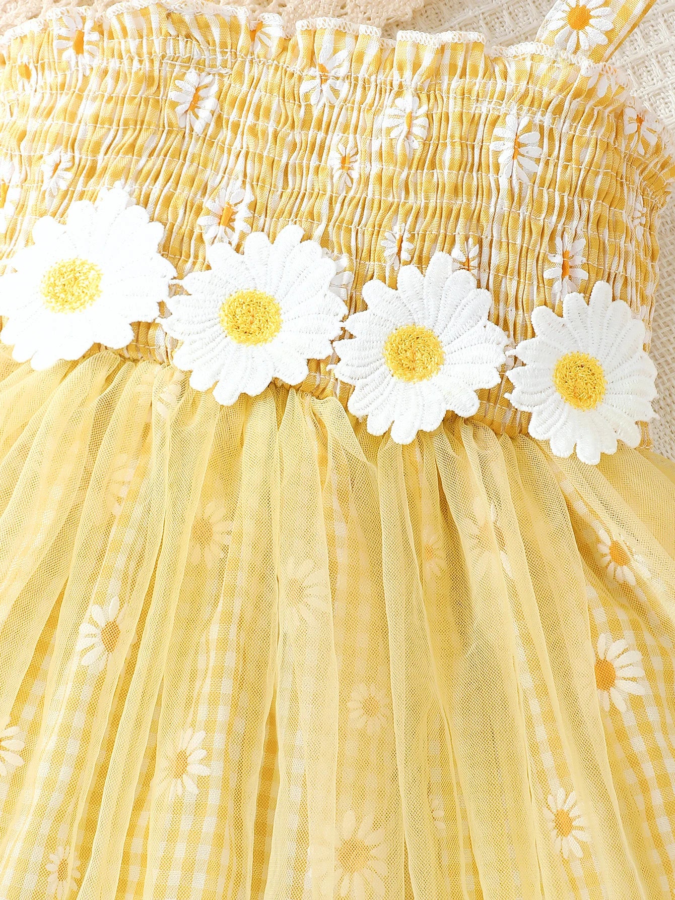 Ensemble Été Fille 2 Pièces – Robe Jaune “Marguerites” + Chapeau Assorti (1–2 ans)