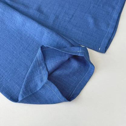 Ensemble Fille 2 Pièces Bleu – Haut Sans Manches Brodé & Pantalon (4–6 ans)