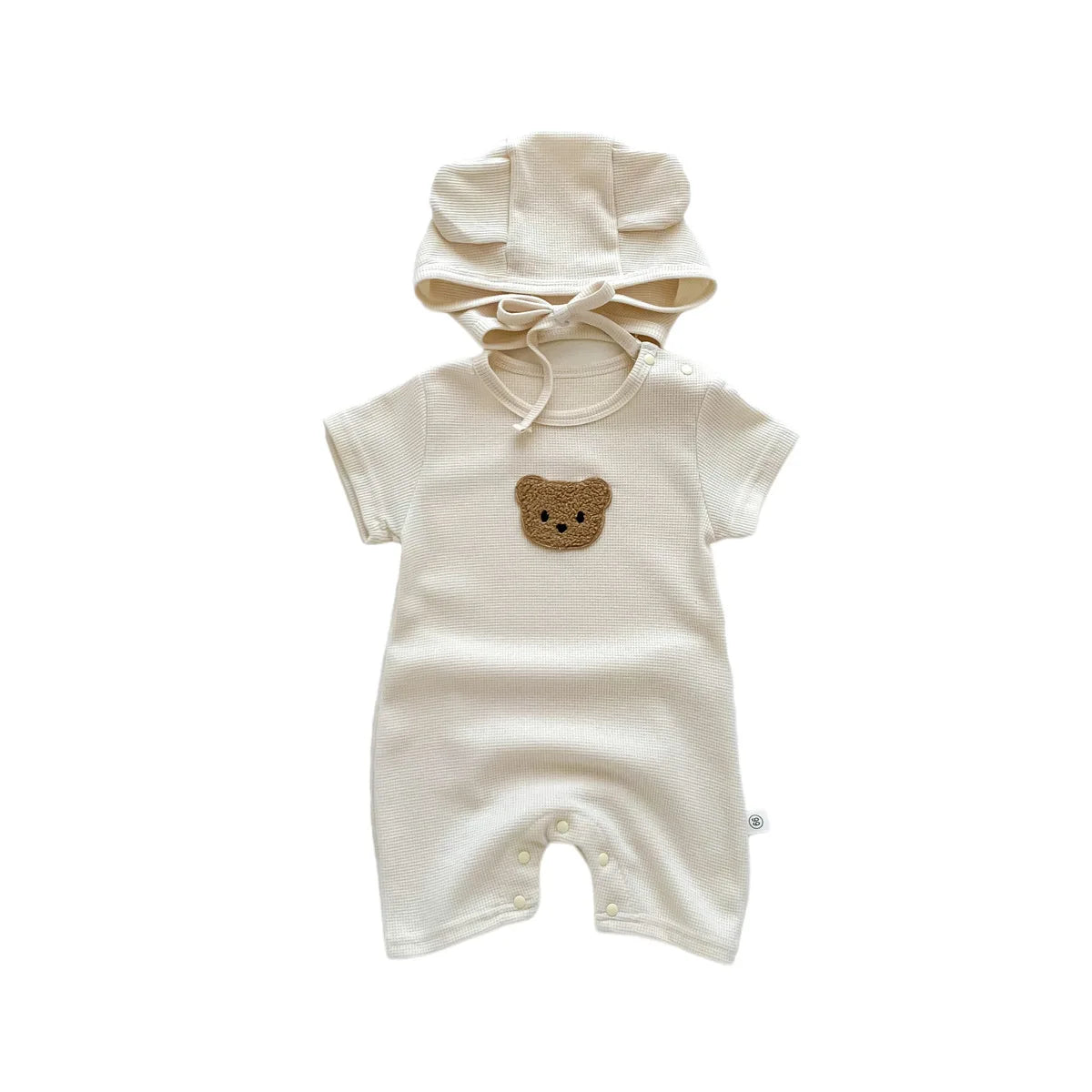 Ensemble Bébé Petit Ourson – Combinaison d’Été Premium en Coton Gaufré