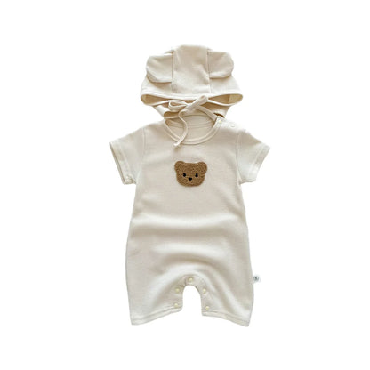 Ensemble Bébé Petit Ourson – Combinaison d’Été Premium en Coton Gaufré