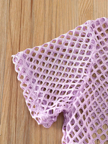 Ensemble 3 pièces d’été fille – Top mesh + Débardeur + Jupe/Short (7–13 ans)