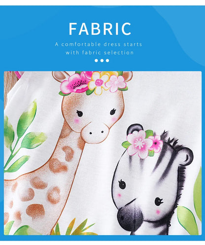 Barboteuse bébé fille – Motif faon tacheté & fleurs – Manches volantées – Confort été (0–12 mois)