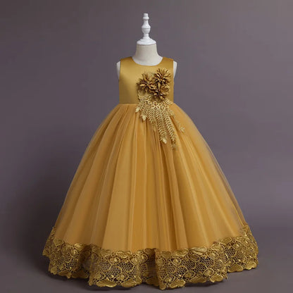 Robe de Princesse en Tulle & Dentelle – Cérémonie & Fête pour Fille (7–13 ans)