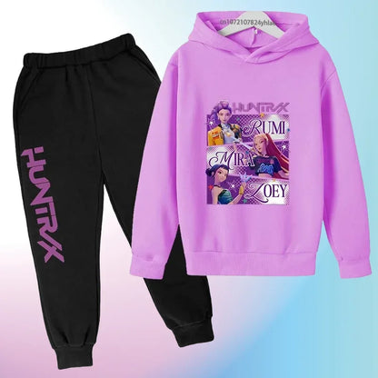 Ensemble Sweat à Capuche & Pantalon Enfant – Style K-Pop Demon Hunters (Ados)   14+