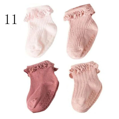 Lot de 4 Chaussettes Bébé Antidérapantes – Douces & Chaudes