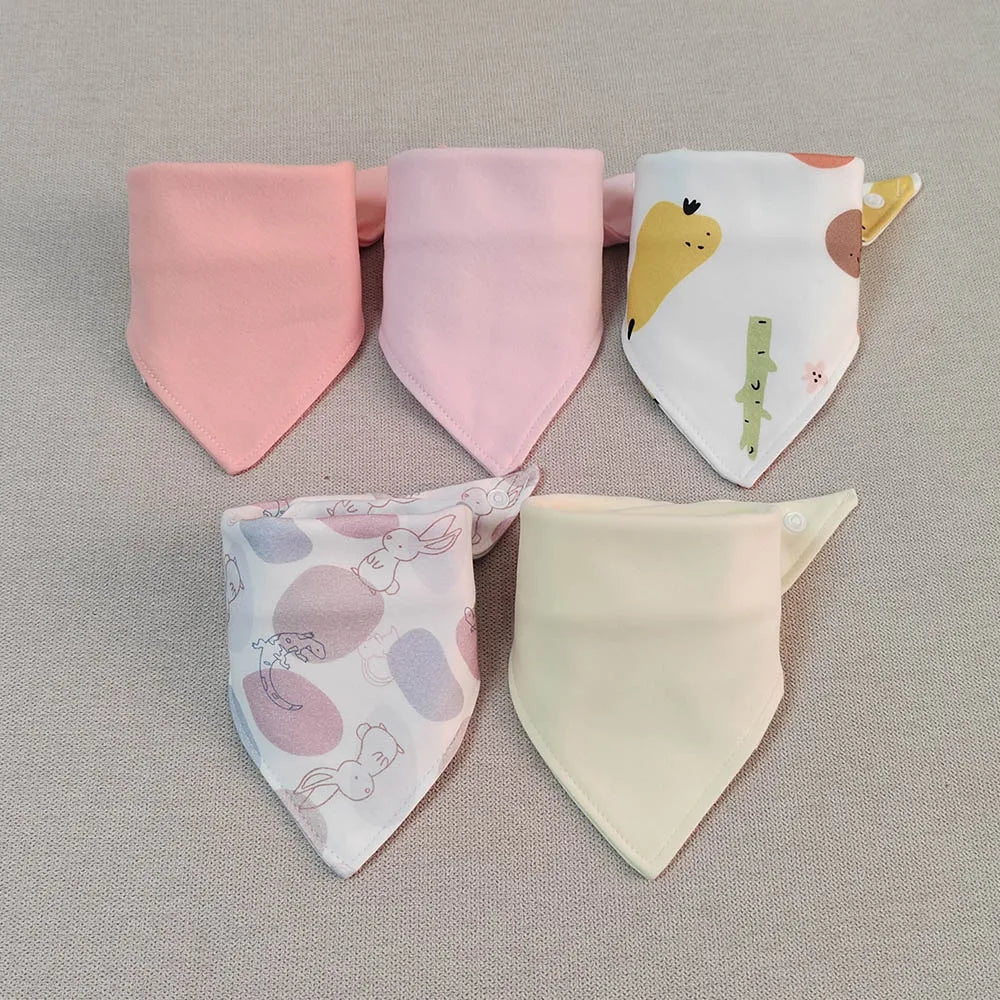 Lot de 5 Bavoirs Bandana en Coton pour Bébé – Bavoirs Absorbants et Doux