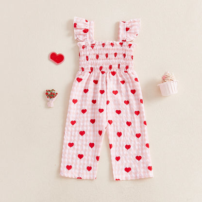 Combinaison bébé à cœurs – Fille (1–3 ans)