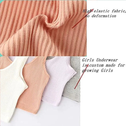 Ensemble de culottes et soutiens-gorge en coton pour filles adolescentes, soutien-gorge d'entraînement en coton, ensemble de culottes, soutien-gorge de sport solide pour enfants, sous-vêtements