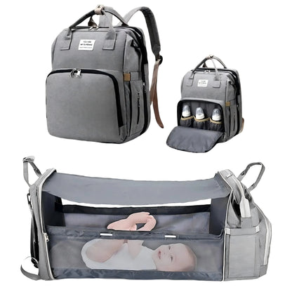 Sac à Langer 3 en 1 avec Lit Bébé Pliable – Sac à Dos Multifonction Grande Capacité