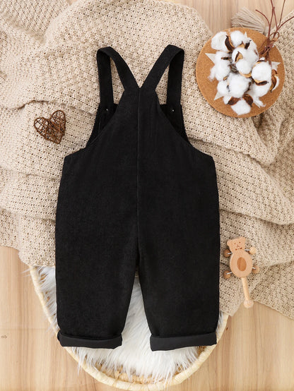 Salopette d’hiver bébé en velours côtelé – Chaude, douce et confortable, motif ourson