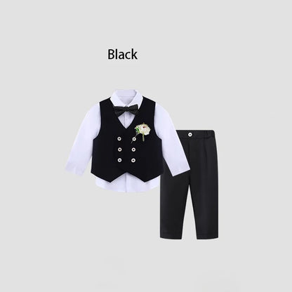 Costume gilet pour enfants printemps été garçons robe de mariée premier anniversaire de bébé garçon Costume de spectacle de piano enfants gilet pantalon