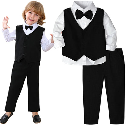 Garçons costume tenue ensemble enfant en bas âge vêtements de mariage enfants baptême pâques église vêtements infantile noël fête d'anniversaire cadeau noël 3 pièces