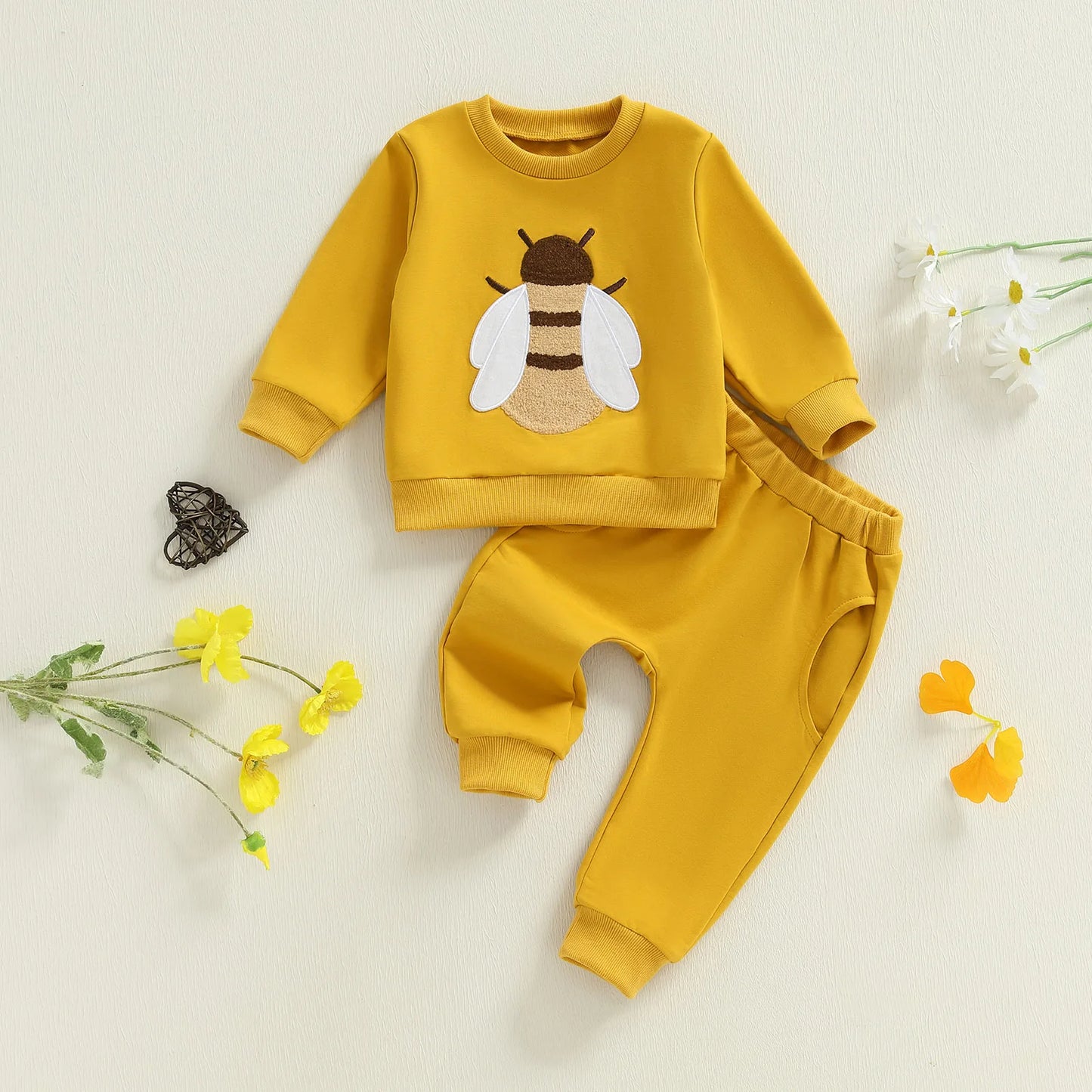 Ensemble Bébé Abeille 2 Pièces – Sweat à Manches Longues & Pantalon Confort