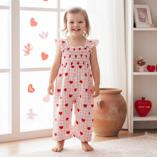 Combinaison bébé à cœurs – Fille (1–3 ans)