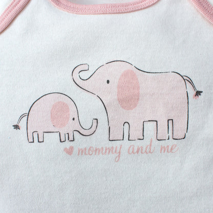 Lot de 3 bodys bébé fille – Motifs animaux & éléphant, coton doux