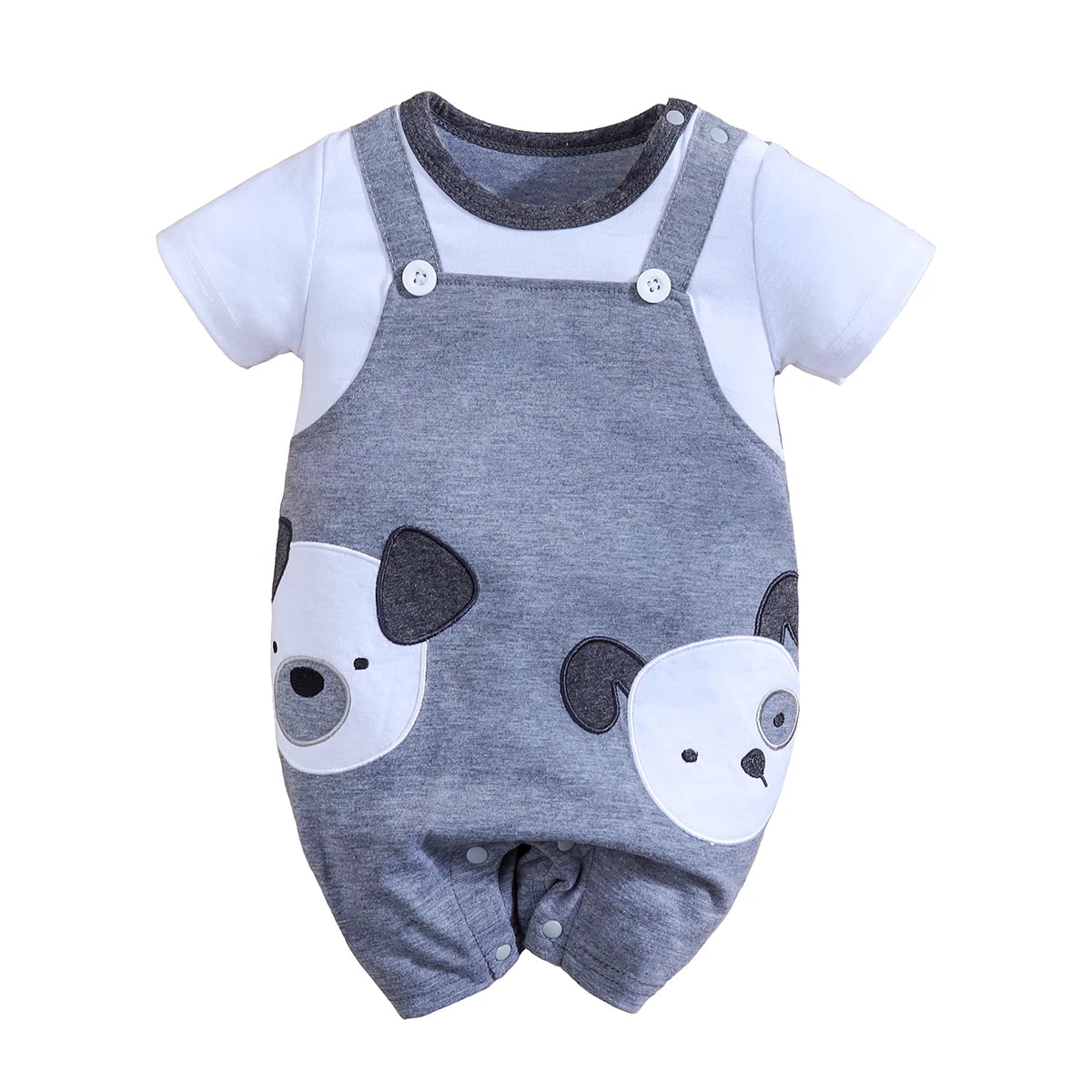 IURNXB bébé barboteuse à manches courtes Onesie garçons filles nouveau-né infantile body mignon chien imprimé combinaison tenues d'été 1-18M
