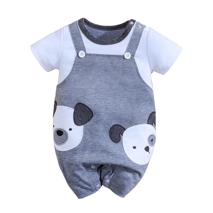 IURNXB bébé barboteuse à manches courtes Onesie garçons filles nouveau-né infantile body mignon chien imprimé combinaison tenues d'été 1-18M