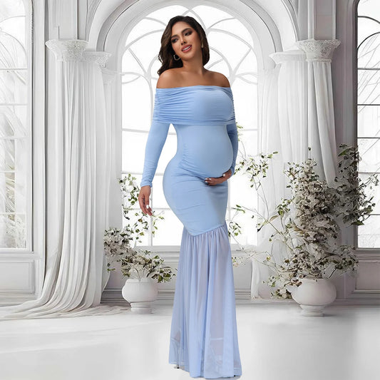 Robe Maternité Longue Élégance Royale – Séance Photo & Baby Shower