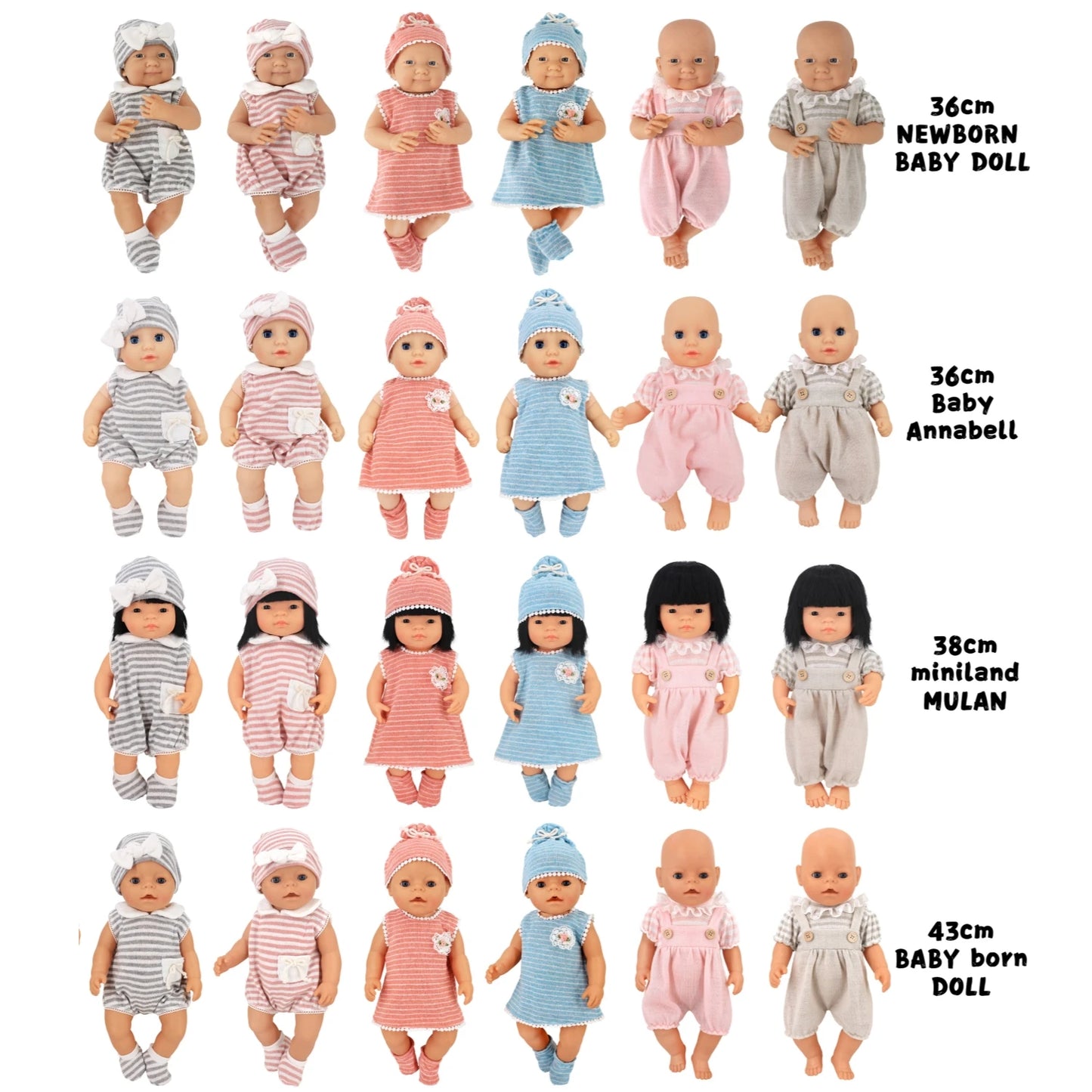 Vêtements de poupée pour nouveau-né de 13 à 18 pouces, accessoires mignons de 43cm, cadeau d'anniversaire pour Festival