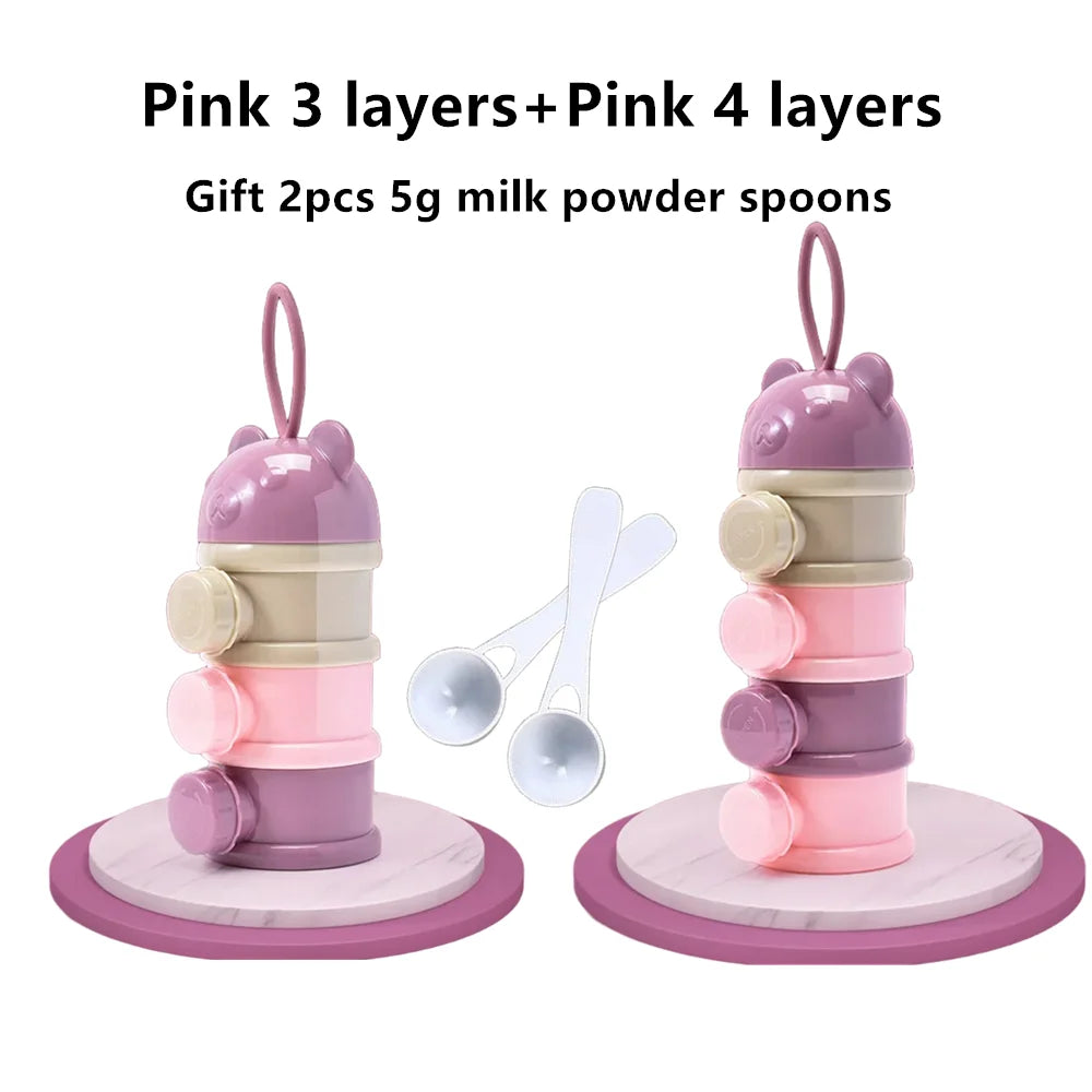 Boîte doseuse portable pour lait en poudre bébé – 3 ou 4 compartiments empilables, pratique pour sorties et voyages