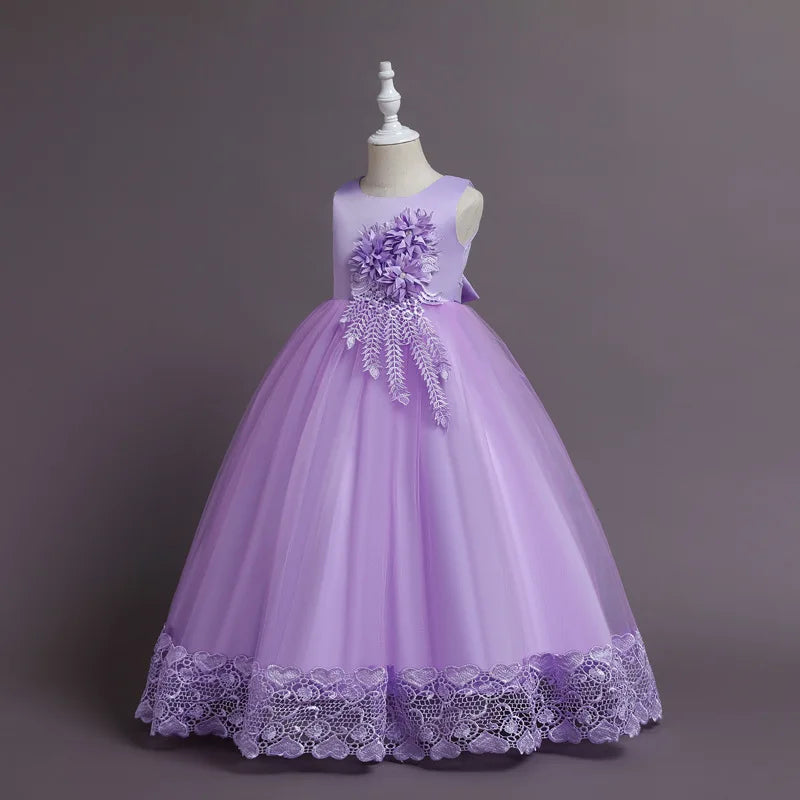 Robe de Princesse en Tulle & Dentelle – Cérémonie & Fête pour Fille (7–13 ans)