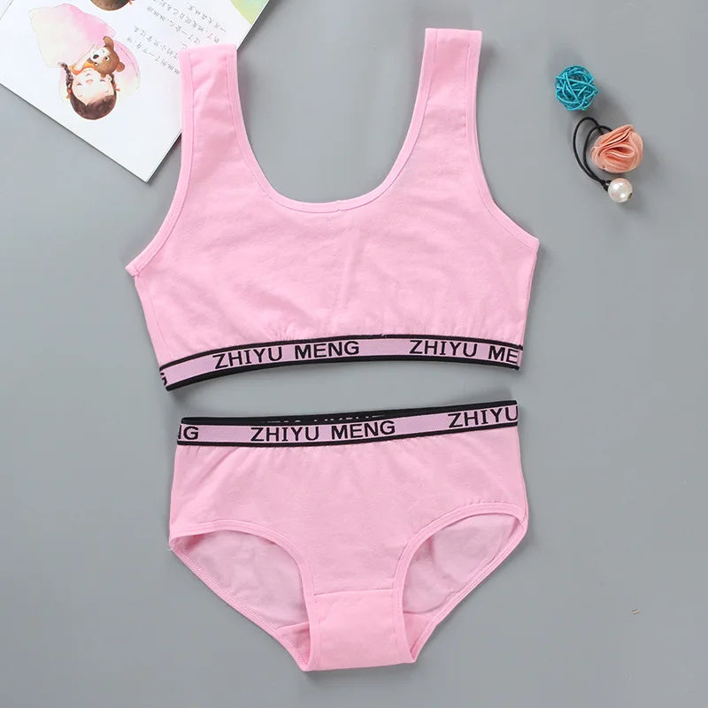 Ensemble Brassière & Culotte Fille en Coton – Doux, Confortable & Sans Fil