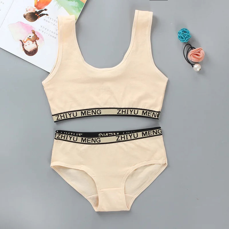 Ensemble Brassière & Culotte Fille en Coton – Doux, Confortable & Sans Fil