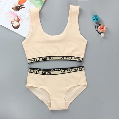 Ensemble Brassière & Culotte Fille en Coton – Doux, Confortable & Sans Fil