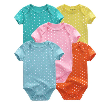 Lot de 5 bodys bébé – 100 % coton, manches courtes, confort quatre saisons