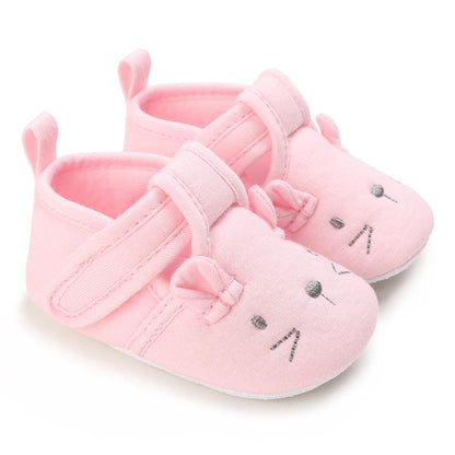 Chaussures premiers pas bébé fille – Semelle souple antidérapante – Fermeture scratch (0–12 mois)