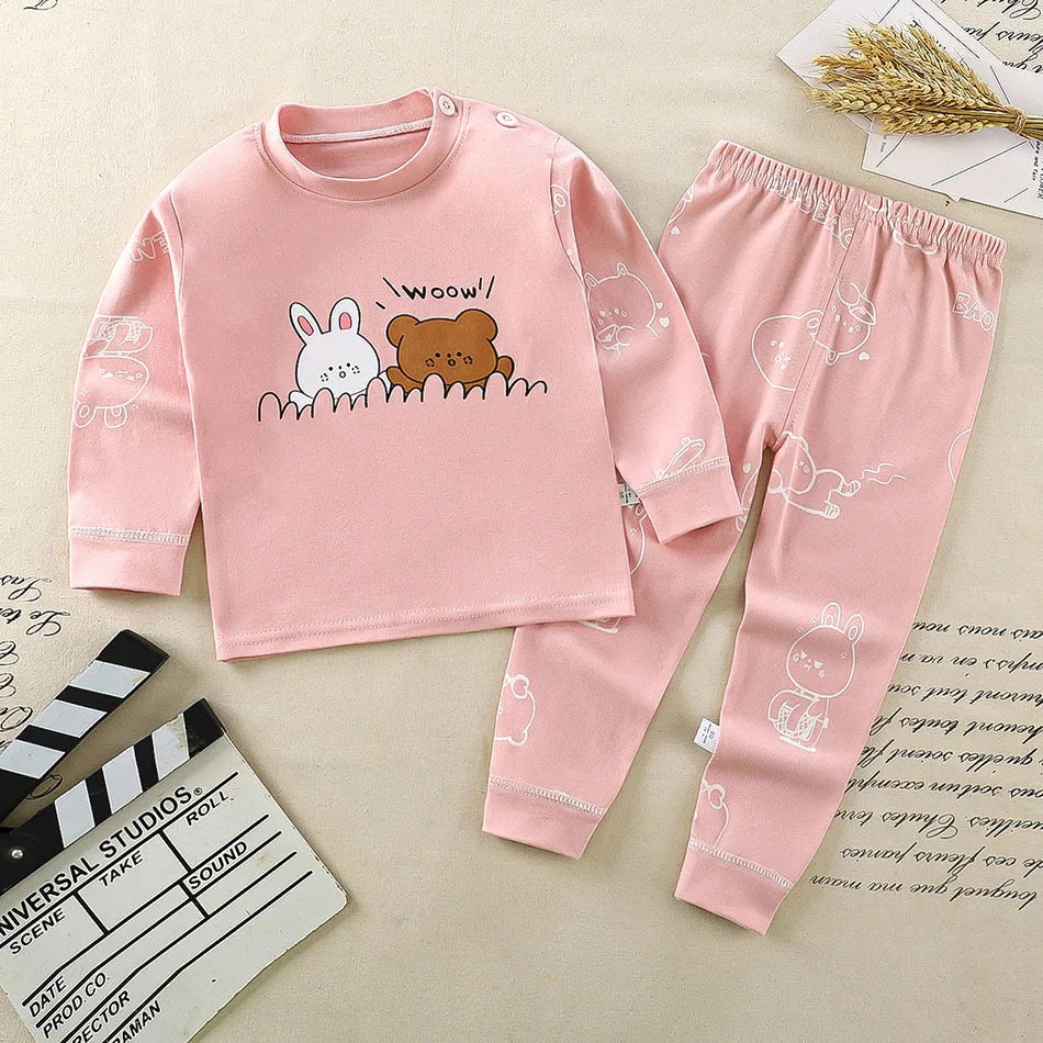 Ensemble de pyjamas en coton pour enfants, vêtements de nuit pour garçons et filles, vêtements de nuit pour enfants, vêtements de maison, vêtements de détente de dessin animé, automne et hiver