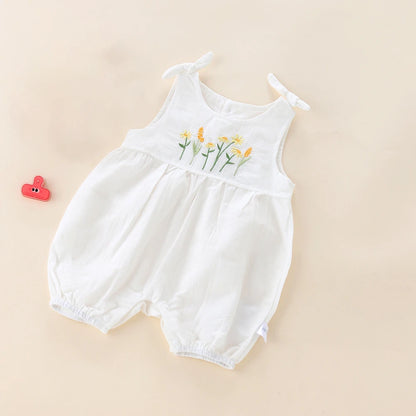 MILANCEL – Barboteuse d’été bébé fille à fleurs brodées (0 à 24 mois)